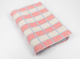 Одеяло байковое 140*205 клетка цв. бело-розово-сине-голубая (Россия ВВТ)