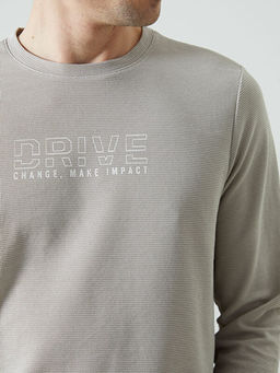 Bisiklet Yaka Uzun Kollu Bask?l? Erkek Sweatshirt