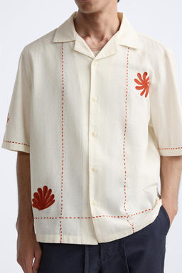 LINEN - COTTON EMBROIDERED SHIRT - Zara фото 6
