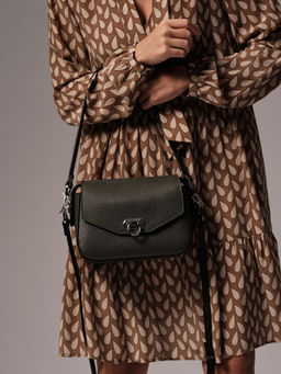 Сумка кожаная через плечо Azaro 3684 зеленый мох