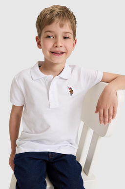Erkek _ocuk Beyaz Polo Yaka Basic Ti__rt