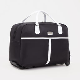 Сумка дорожная 20 на колёсах, отдел на молнии, наружный карман, цвет чёрный