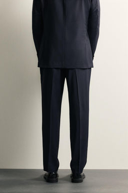 PANTAL?N REGULAR FIT TRAJE RAYA DIPLOM?TICA 100% LANA / Marino