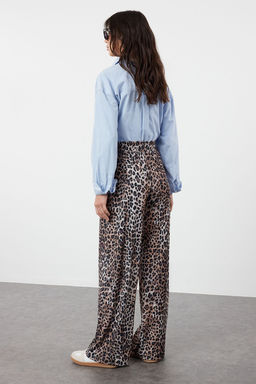 Leopar Bask?l? Wide Leg/Rahat Kesim Yuksek Bel Esnek Pantolon TWOSS23PL00129