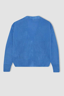 Трикотажный кардиган для девочек с V-образным вырезом - Defacto фото 9