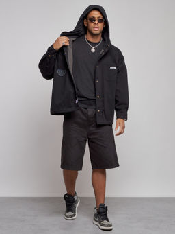 Джинсовая куртка мужская с капюшоном черного цвета 12768Ch - Mtforce фото 6