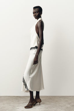 SATIN MIDI SKIRT WITH LACE - Zara фото 11