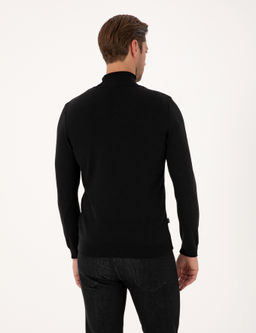 Siyah Slim Fit Bal_k__ Yaka Basic Triko Kazak - Pierre cardin фото 5