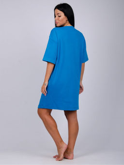 Сорочка Беверли синий, интерлок пенье - Малина фото 3