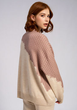 WW-2514 Джемпер трикотажный с ажурной вставкой Волна опал