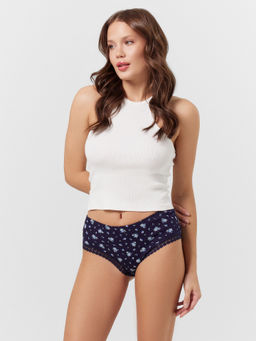 Цена за 2 штуки! Трусы женские шортики темно-синие с цветочками цветочки на т.синем 412611