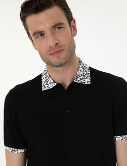 Siyah Slim Fit Polo Yaka Merserize T-shirt
