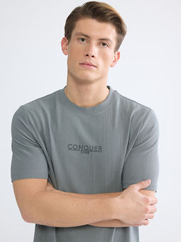 Bisiklet Yaka Bask?l? Erkek Ti??rt