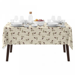 "Шебби шик" Скатерть 220х145см, длина стола до 180см, на 8-10 персон, рогожка 171г/м2, хлопок 100%, "Домашняя мода" (Россия)