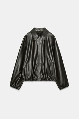 LEATHER EFFECT JACKET WITH ELASTICATED DETAILS - Zara фото 20