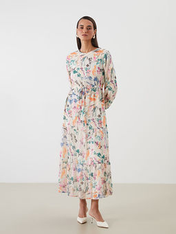 Bisiklet Yaka Desenli Elbise