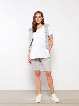 V Yaka D?z K?sa Kollu Pamuklu Hamile Ti??rt