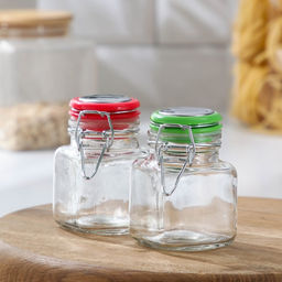 Банка стеклянная для хранения сыпучих продуктов «Прима», 100 мл, 7,5×5×8 см, с бугельным замком, цвет МИКС