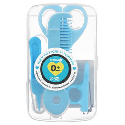 Набор по уходу за ребенком, 5 предметов: расческа, пинцет, ножницы, книпсер, пилка, голубой