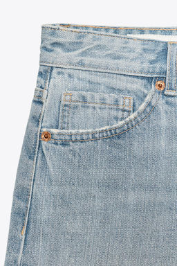 RIPPED MID-WAIST TRF DENIM BERMUDA SHORTS - Zara фото 8