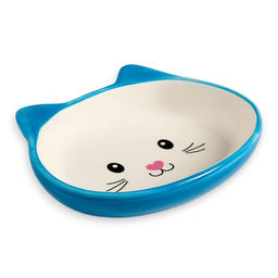 Миска керамическая Кошачья мордочка 200 мл - 14123.5 см, голубая/белая - Пижон фото 4