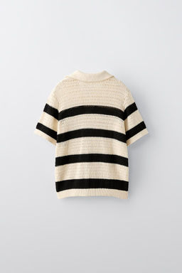 STRIPED OPEN-KNIT POLO SHIRT - Zara фото 2