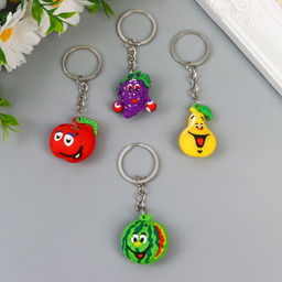 Цена за 12 шт. Брелок резина Фруктики-смайлики МИКС 2,7х2,6х1,6 см