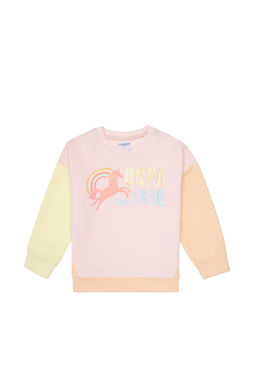 K_z _ocuk A__k Pembe Bisiklet Yaka Sweatshirt