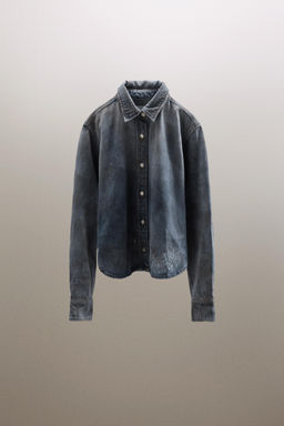 TRF FADED-EFFECT RIPPED DENIM SHIRT - Zara фото 2
