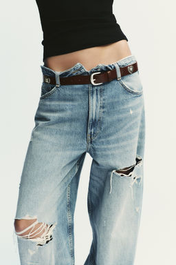 LEATHER BELT WITH HEART STUDS
