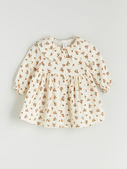 Bebe Yaka ?i?ekli K?z Bebek M?slin Elbise