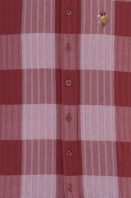 Рубашка мужская U.S. Polo Assn в шотландскую клетку красная  фото 6