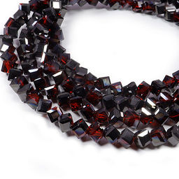 Бусы из Алмазной крошки Black-Red 6mm