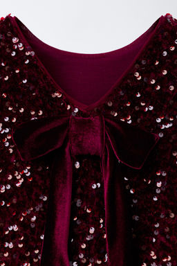 SEQUIN DRESS WITH VELVET BOW - Zara фото 3