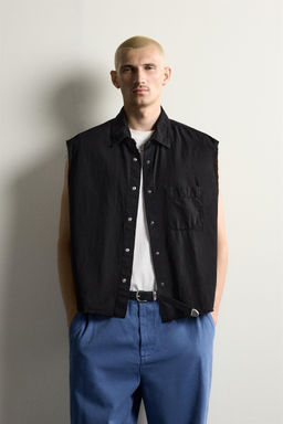 CAMISA TANK CROPPED FIT CUADROS / Negro - Zara фото 2