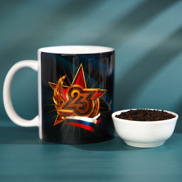 Подарочный набор «23 февраля», чай чёрный со вкусом лимона 50 г., кружка 300 мл.