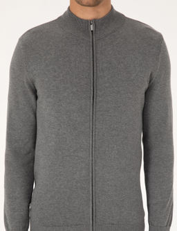 Gri Melanj Slim Fit Fermuarl_ Triko H_rka - Pierre cardin фото 6