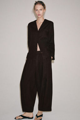 PANTAL?N BARREL LINO ZW COLLECTION / Marr?n - Zara фото 3