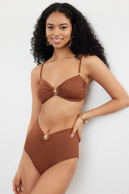 Kahverengi Straplez Premium Aksesuarl? Mix&Match Bikini Ustu TBESS24BU00150