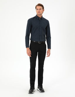 Siyah Slim Fit Basic Kanvas Pantolon