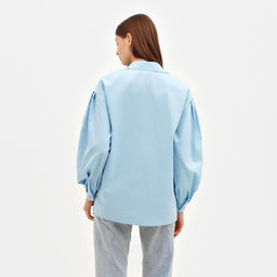 Рубашка женская с объёмными рукавами MINAKU: Casual Collection, размер 42, голубая