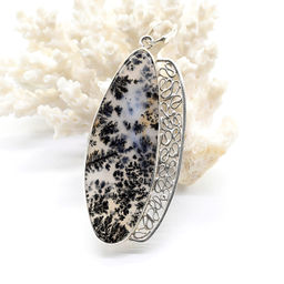 Кулон агат моховой в посеребрении 25*53мм. - Радуга камня фото 2