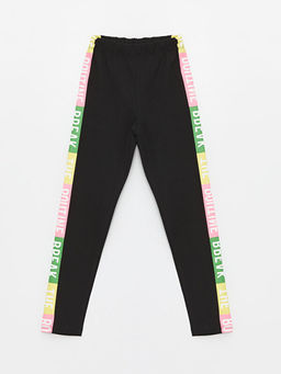 Beli Lastikli Bask?l? K?z ?ocuk Uzun Tayt