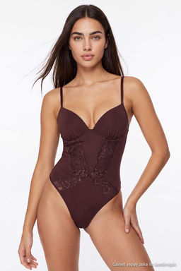 Kahverengi Dantel Fitted Body THMAW27BD00012 - Trendyolmilla фото 2