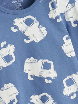 Bisiklet Yaka Bask?l? Erkek Bebek Pijama ?st