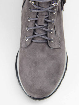 Ботинки 261.uno2bl. серый замок замша/Байка
