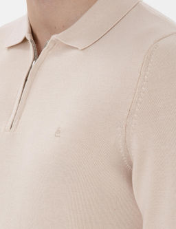 Bej Slim Fit Fermuarl_ Polo Yaka Basic Triko Kazak - Pierre cardin фото 7