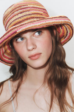 SOMBRERO TRENZADO COMBINADO / Multicolor