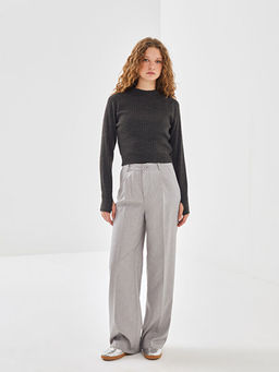 Yar?m Bal?k?? Yaka Dokulu Kad?n Triko Kazak