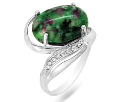 Кольцо из серебра цоизит, СПН4063